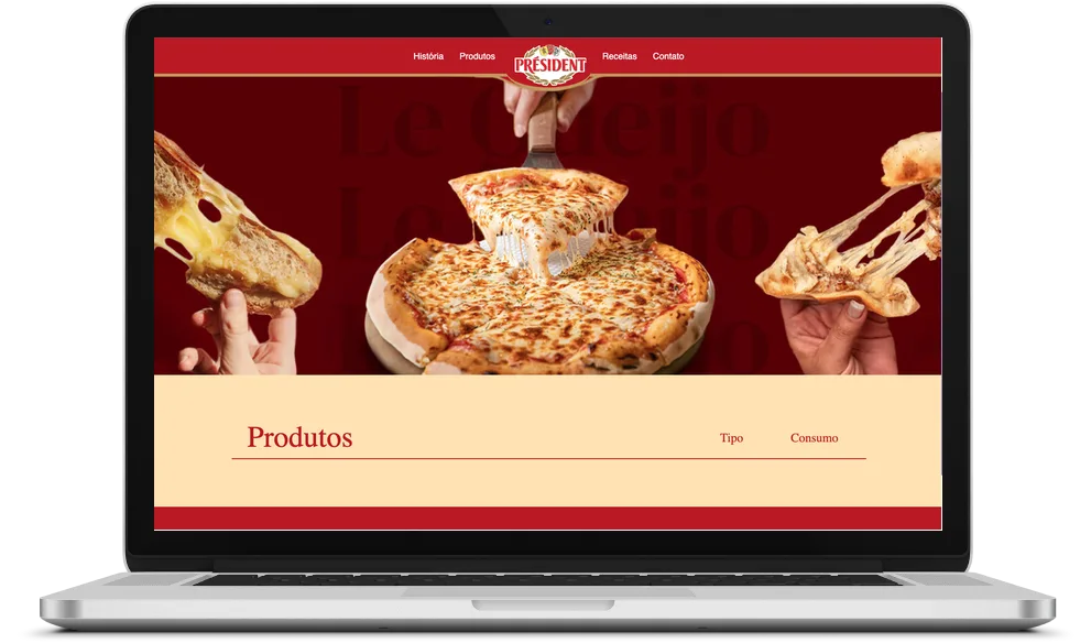 Site da marca Queijos President